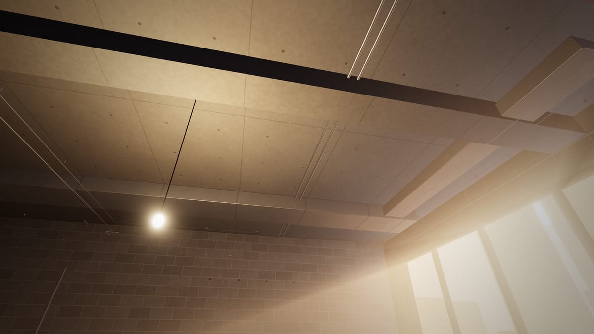 Concept visualisation: exposed services and framing below the slab