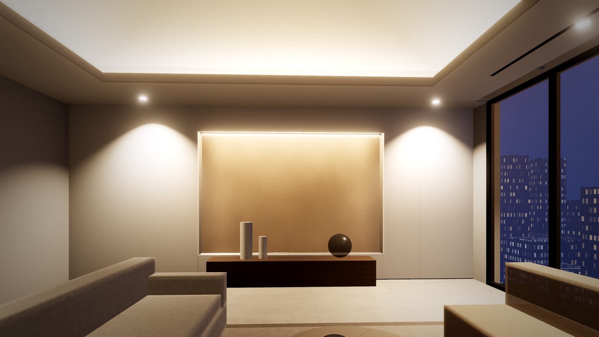 Concept visualisation: the finished feature wall with a lit niche